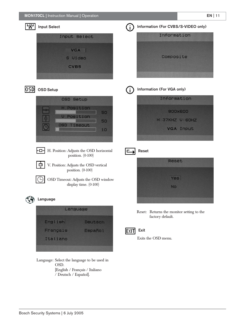 Bosch MON170CL User Manual | Page 11 / 16