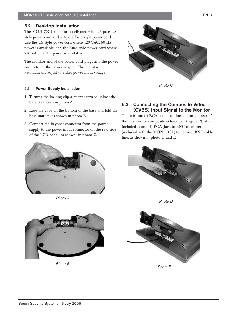 Bosch MON170CL User Manual | Page 8 / 16