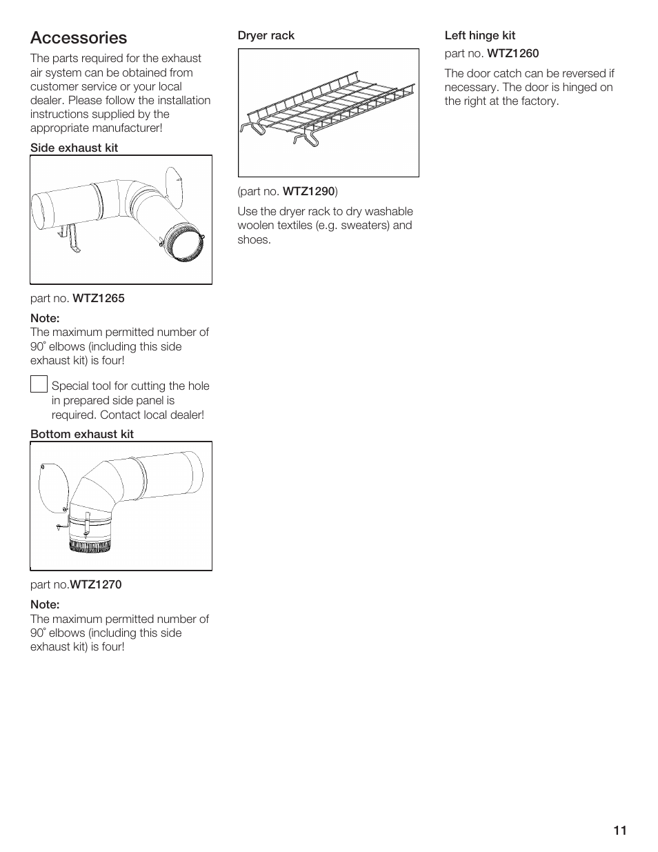 Accessories | Bosch BOSCH Dryer User Manual | Page 11 / 86