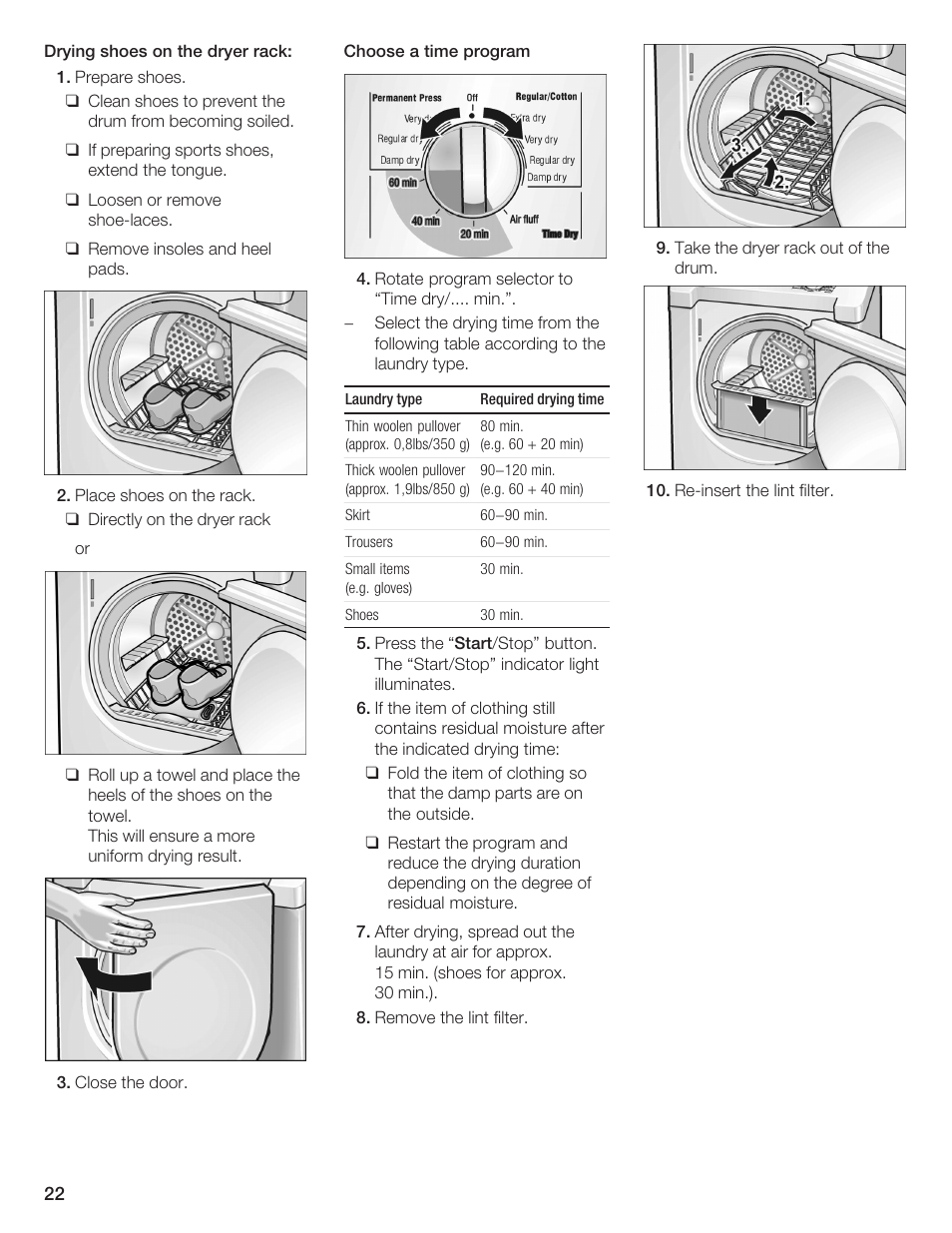 Bosch BOSCH Dryer User Manual | Page 22 / 86