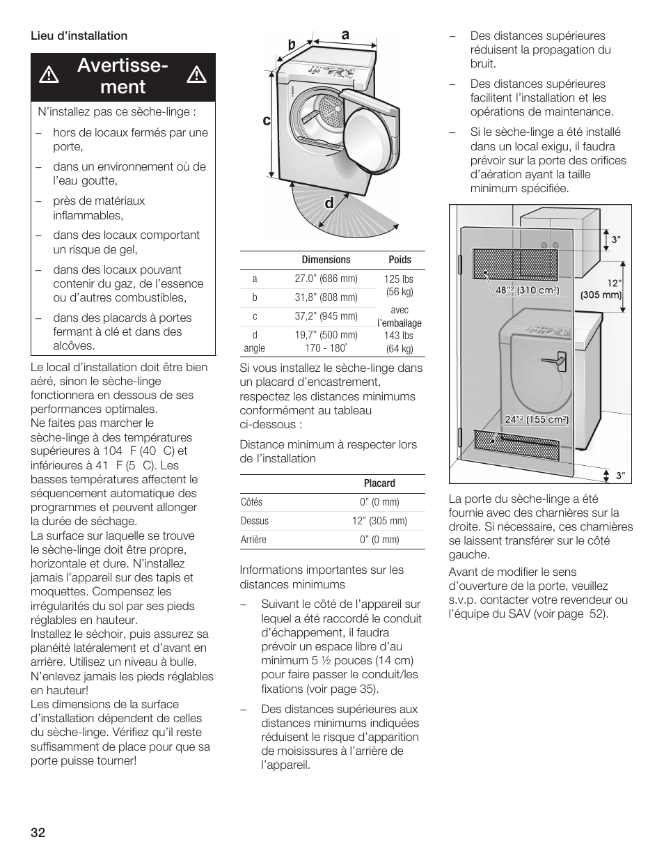 Avertisseć ment | Bosch BOSCH Dryer User Manual | Page 34 / 86