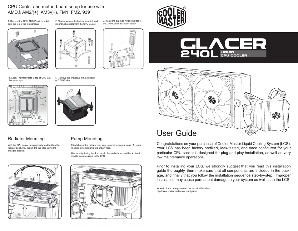 Cooler Master Glacer 240L User Manual | 2 pages