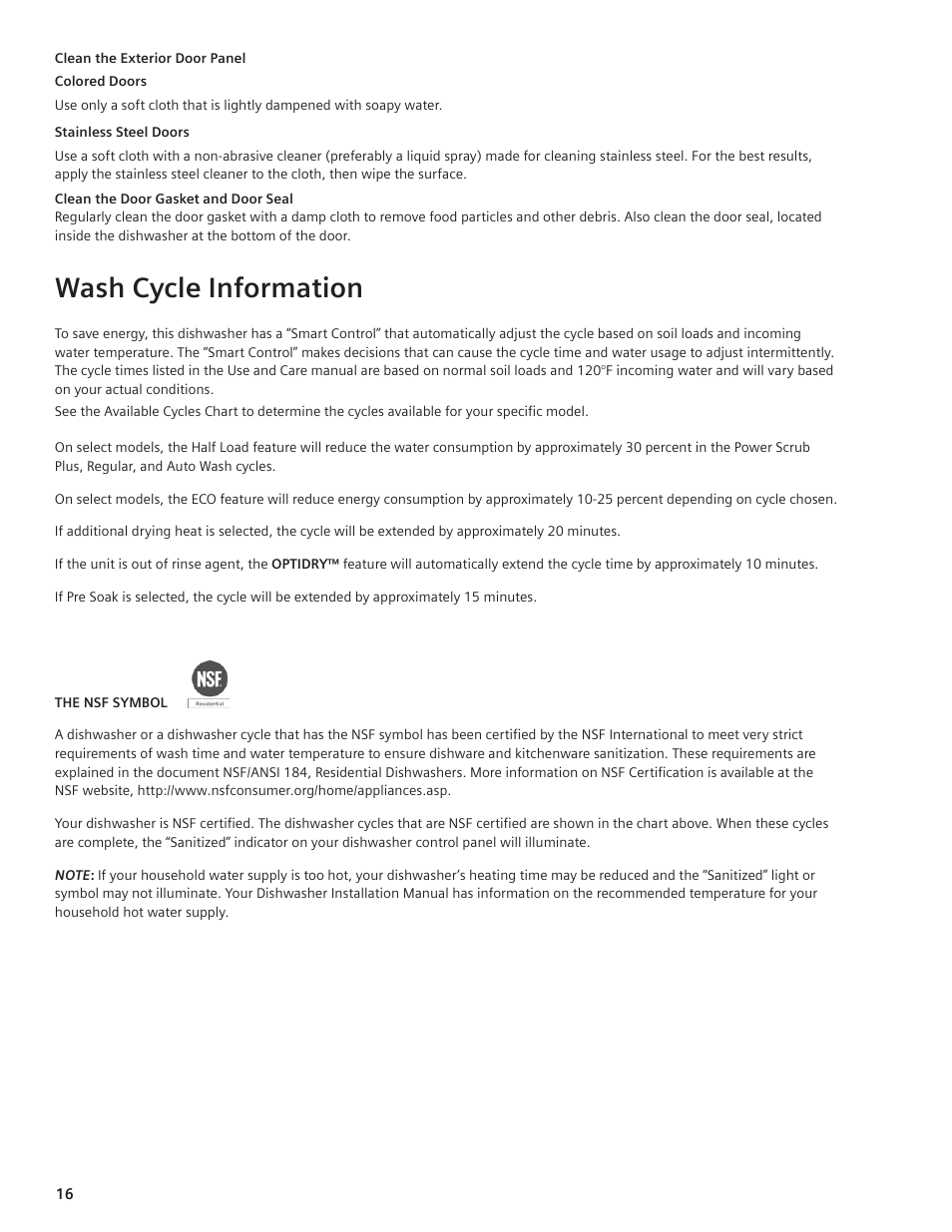 Wash cycle information | Bosch SHE66C User Manual | Page 14 / 20