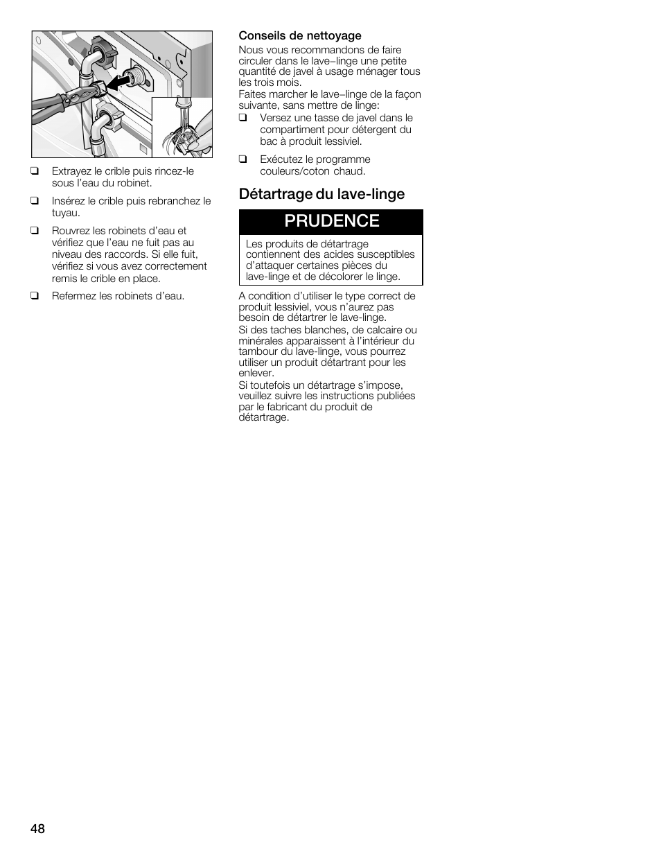 Prudence, Détartrage du lavećlinge | Bosch WFMC4301UC User Manual | Page 48 / 80