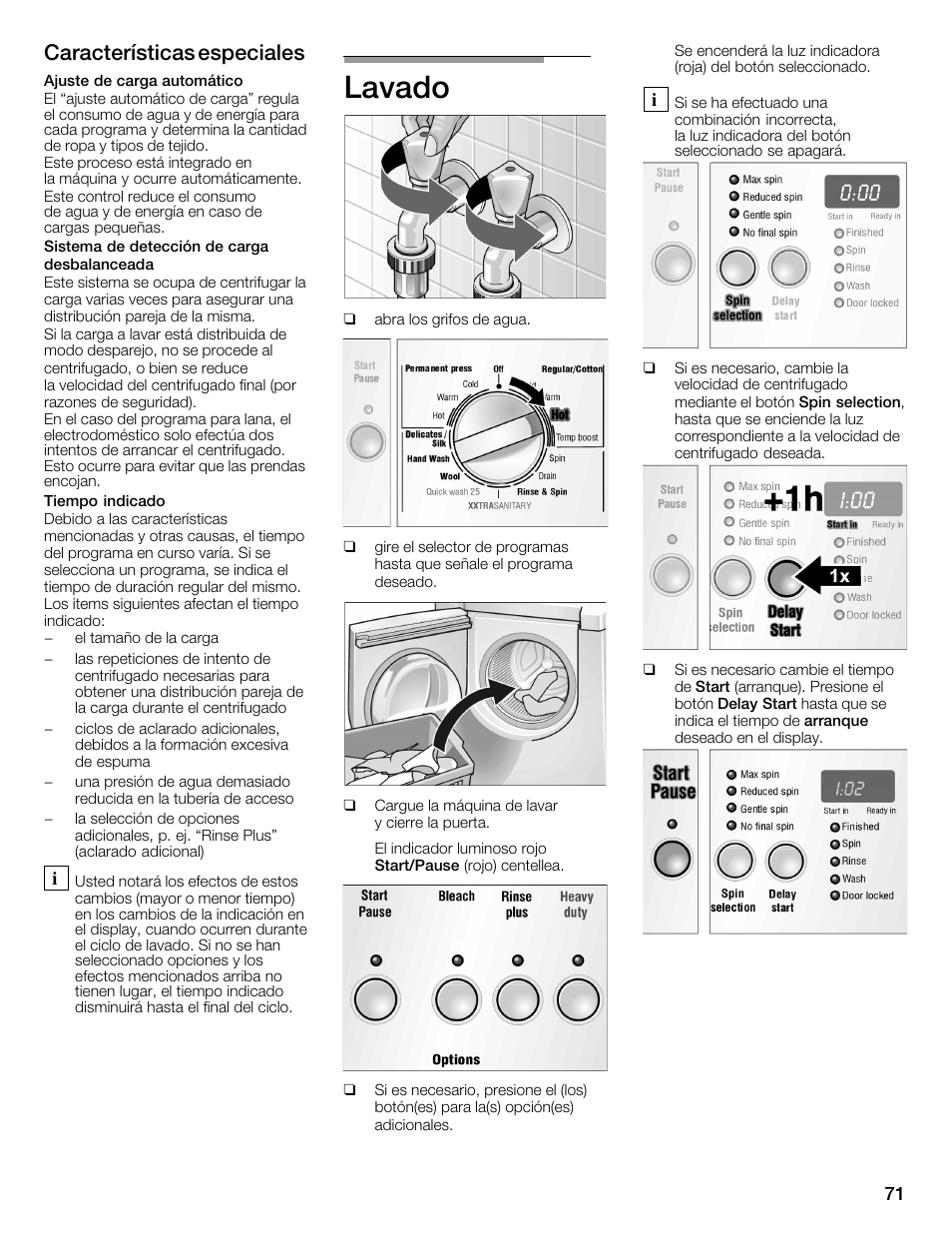 Lavado, Características especiales | Bosch WFMC4301UC User Manual | Page 71 / 80