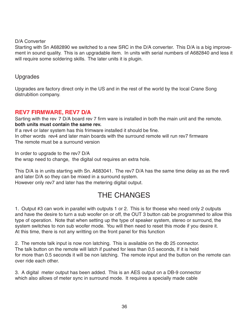 The changes | Crane Song AVOCET II User Manual | Page 36 / 56