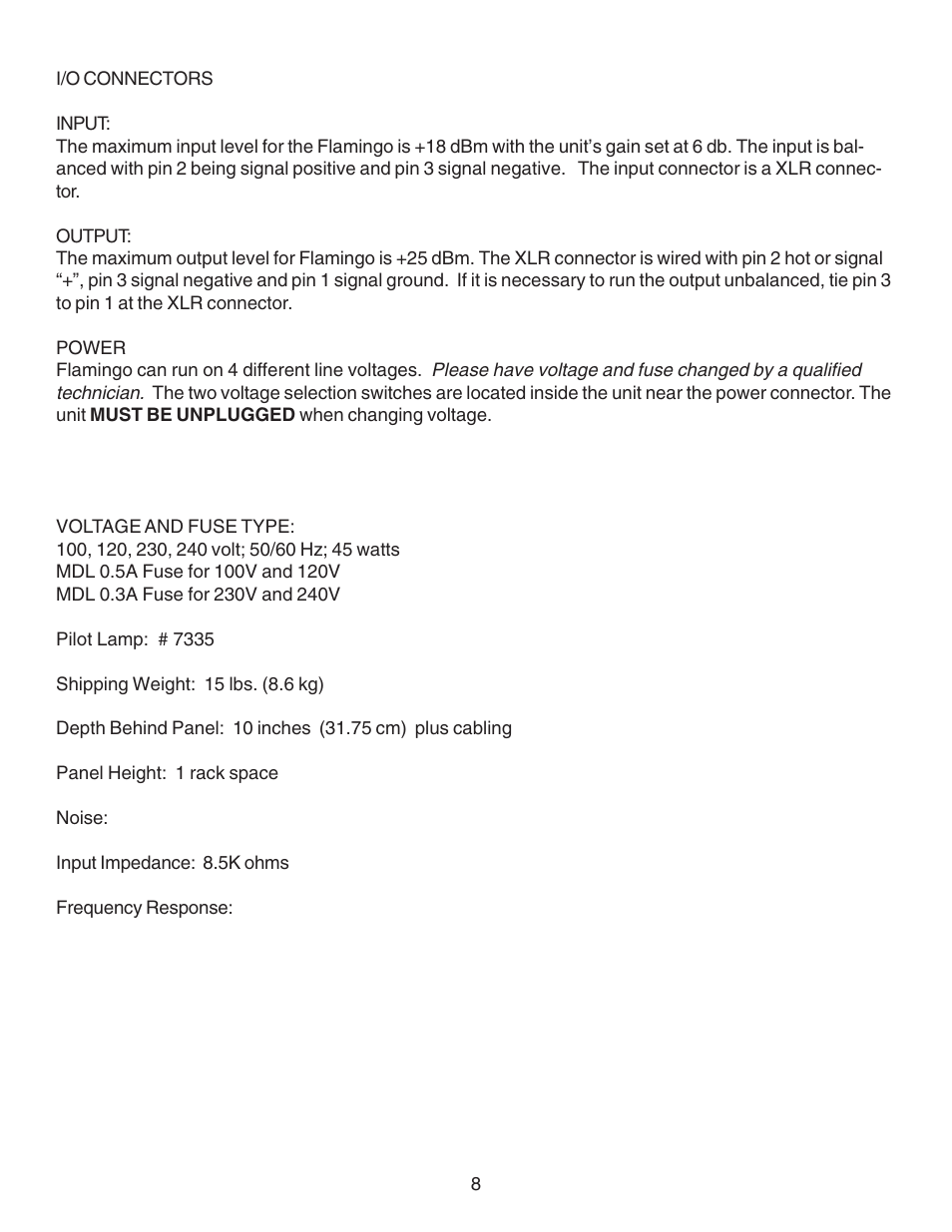 Crane Song FLAMINGO User Manual | Page 8 / 9