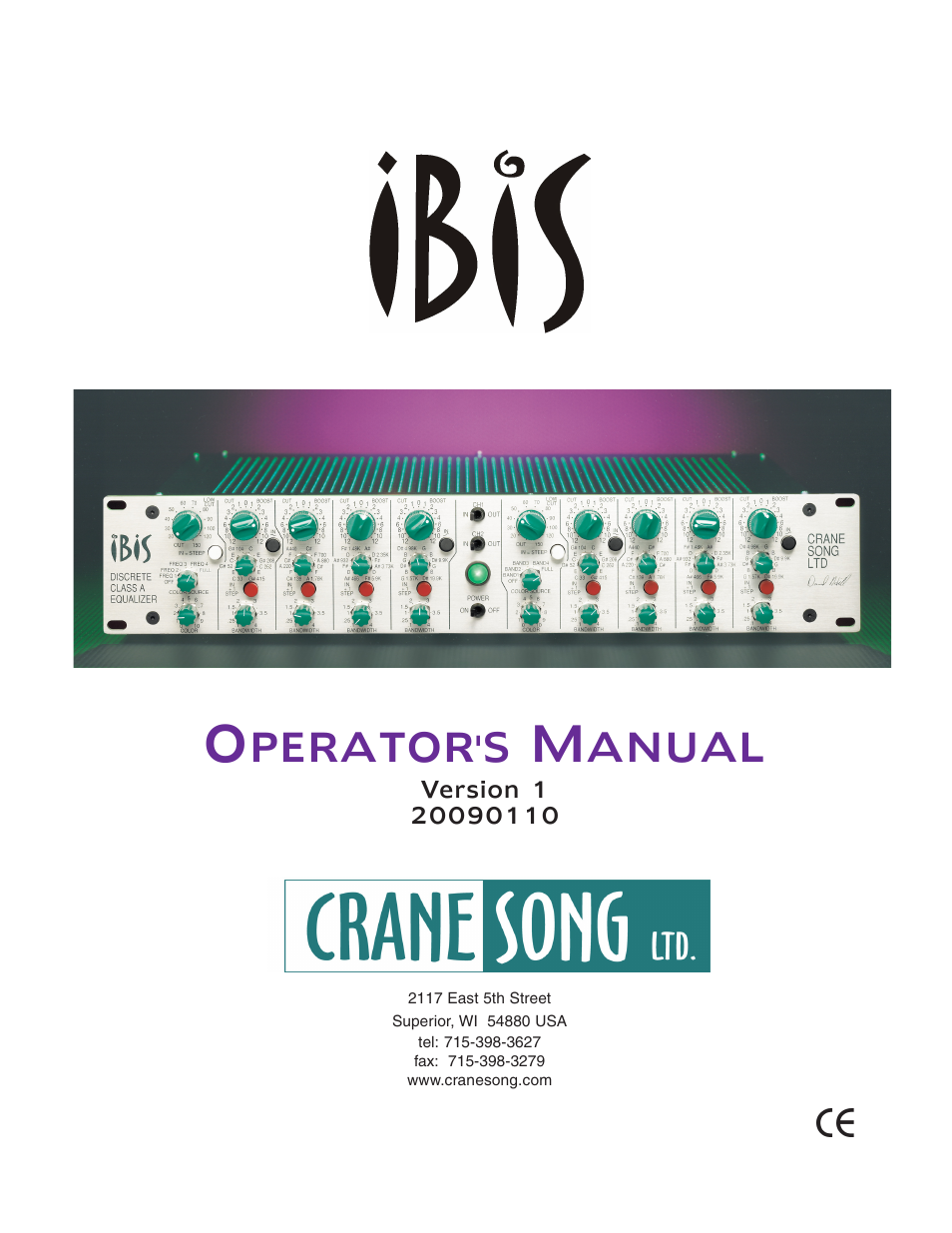 Crane Song IBIS User Manual | 12 pages