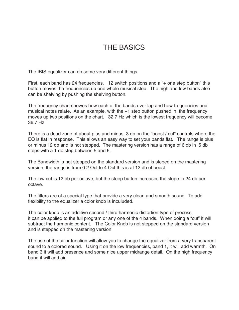 The basics | Crane Song IBIS User Manual | Page 3 / 12