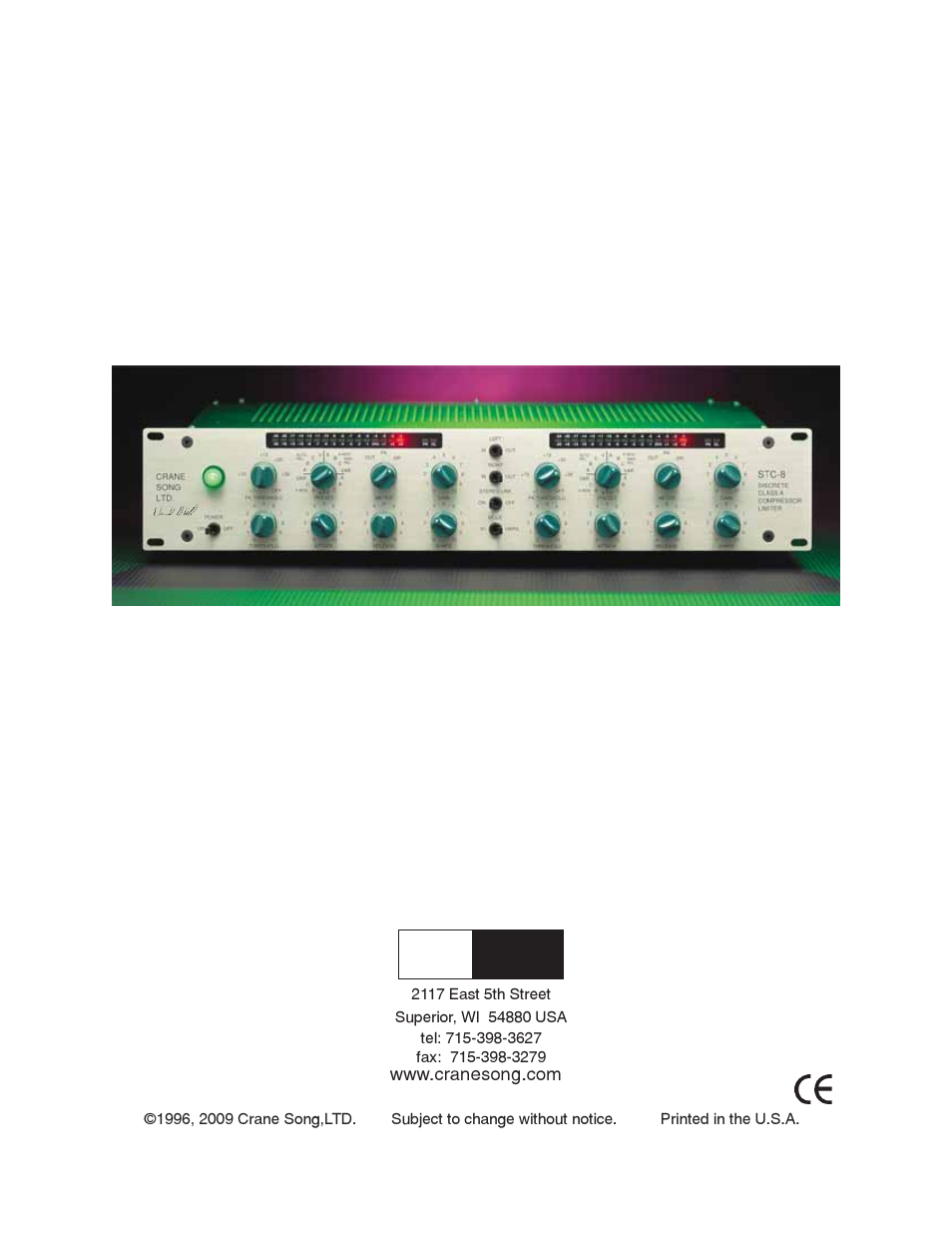 Crane Song STC-8 User Manual | 20 pages