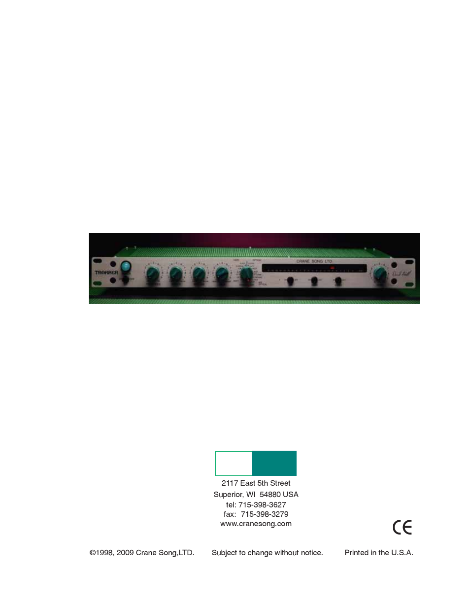 Crane Song TRAKKER User Manual | 15 pages