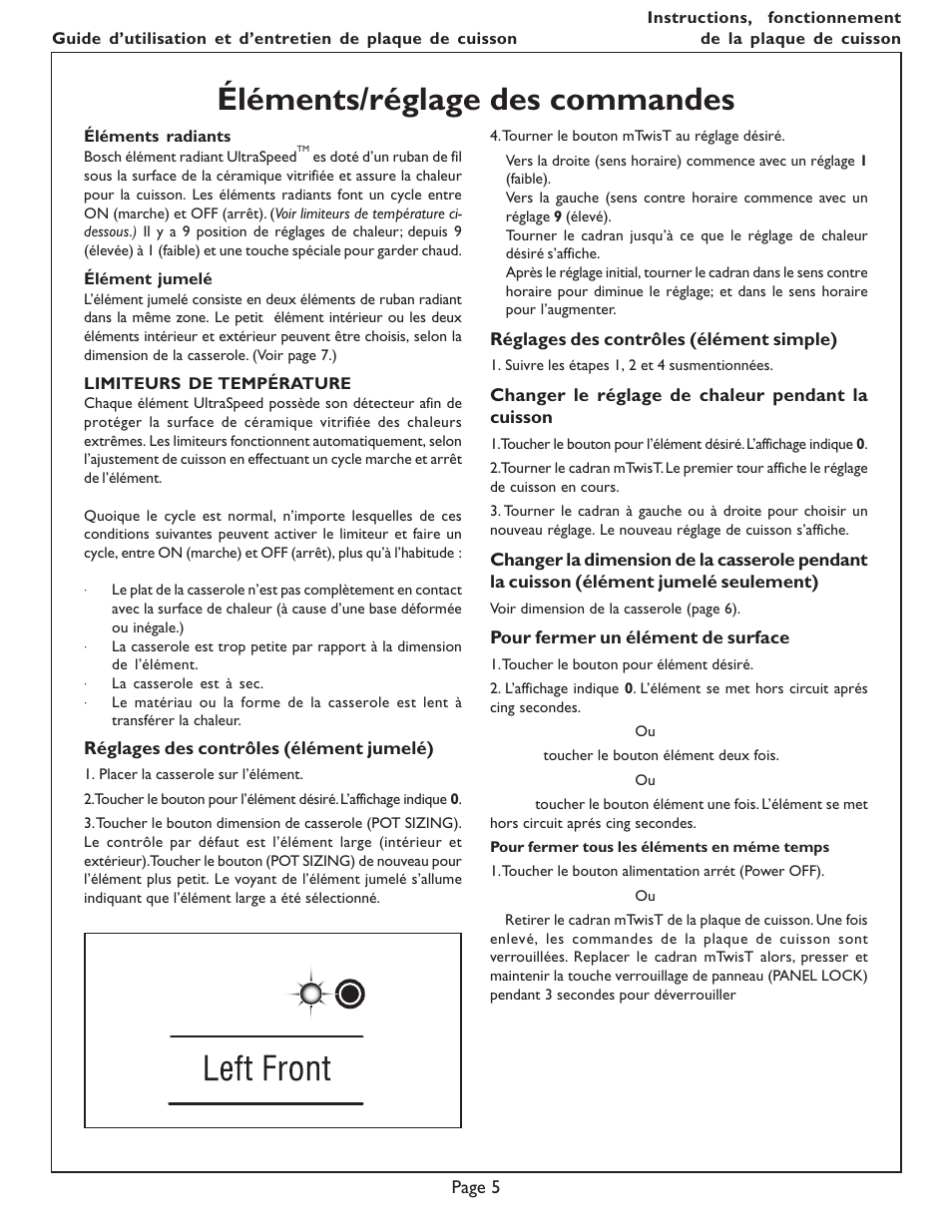 Éléments/réglage des commandes | Bosch NES 730 UC User Manual | Page 23 / 48