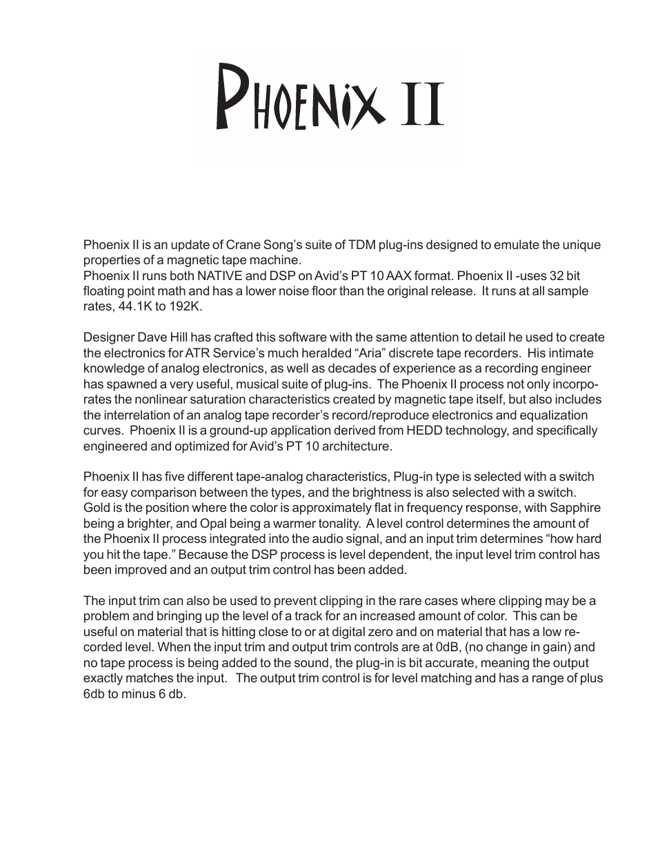 Crane Song Phoenix II User Manual | Page 2 / 7