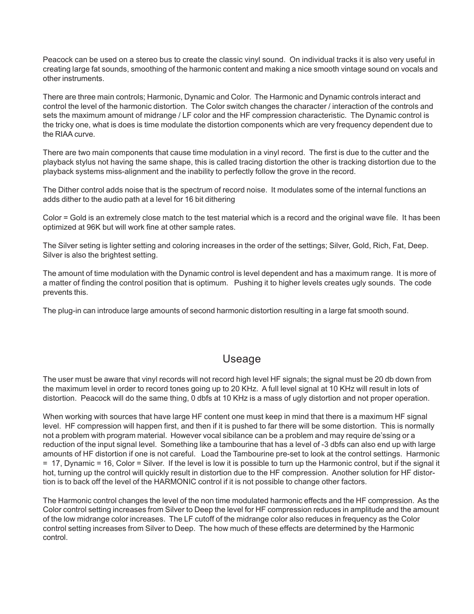 Useage | Crane Song Peacock User Manual | Page 2 / 8
