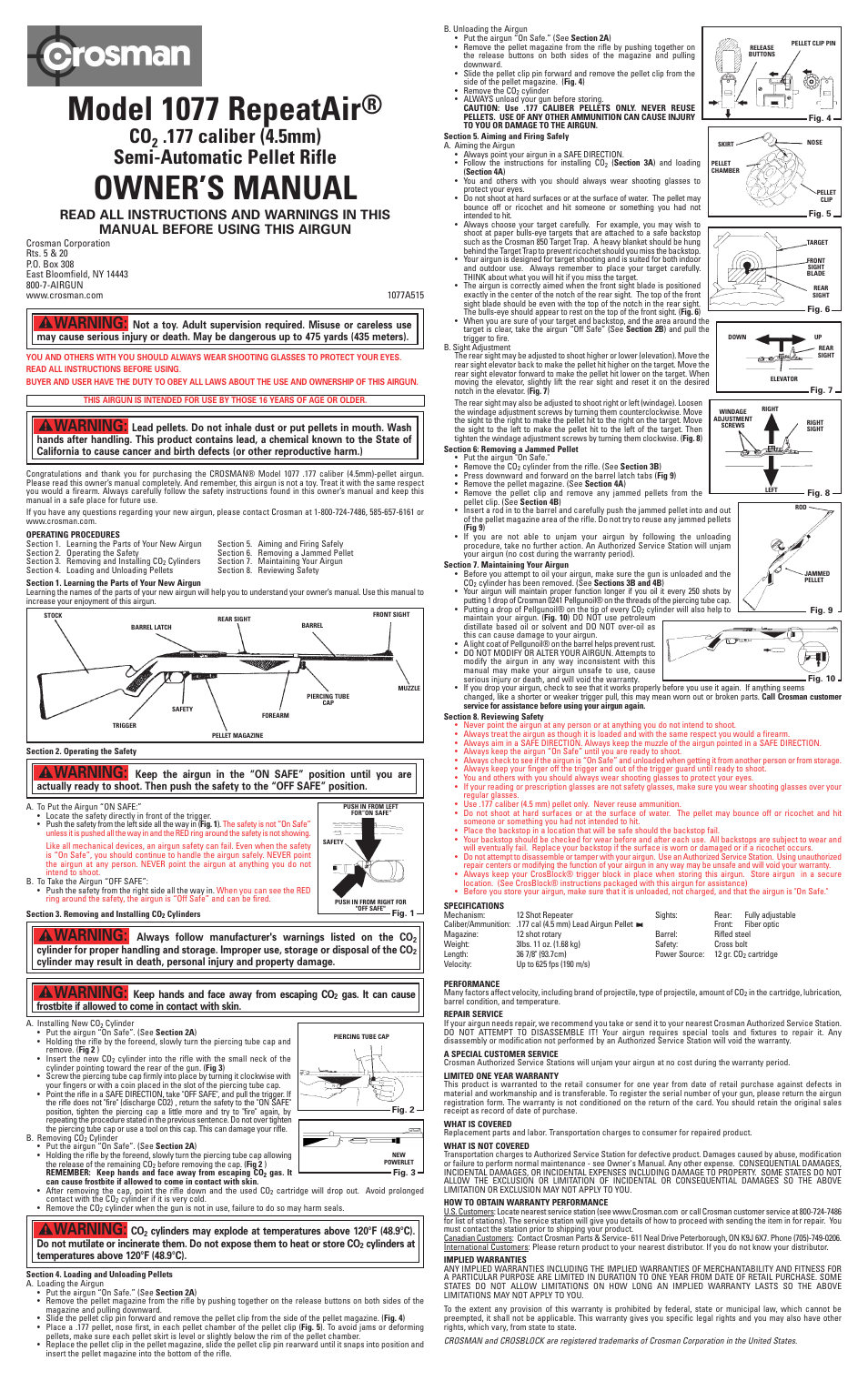 Crosman 1077W User Manual | 1 page