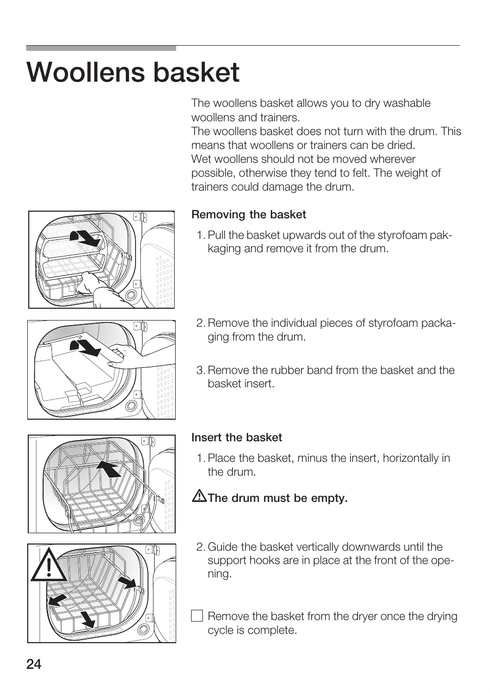 Woollens basket | Bosch Maxx WTL 6500 User Manual | Page 24 / 48