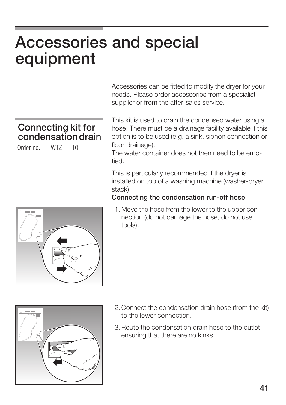 Accessories and special equipment, Connecting kit for condensation drain | Bosch Maxx WTL 6500 User Manual | Page 41 / 48