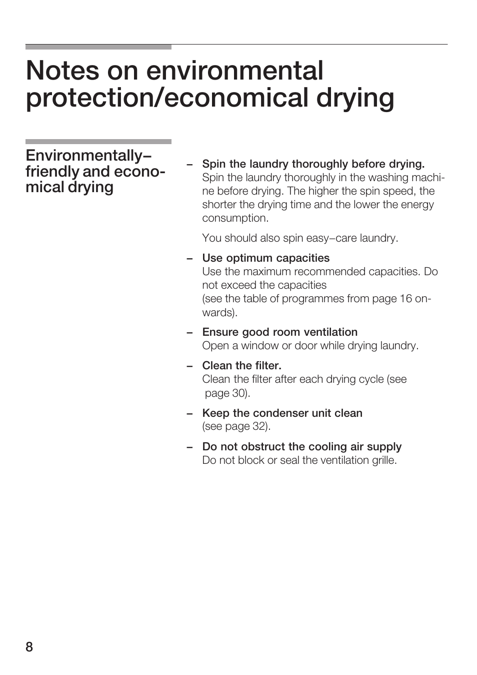 Environmentally- friendly and econoć mical drying | Bosch Maxx WTL 6500 User Manual | Page 8 / 48