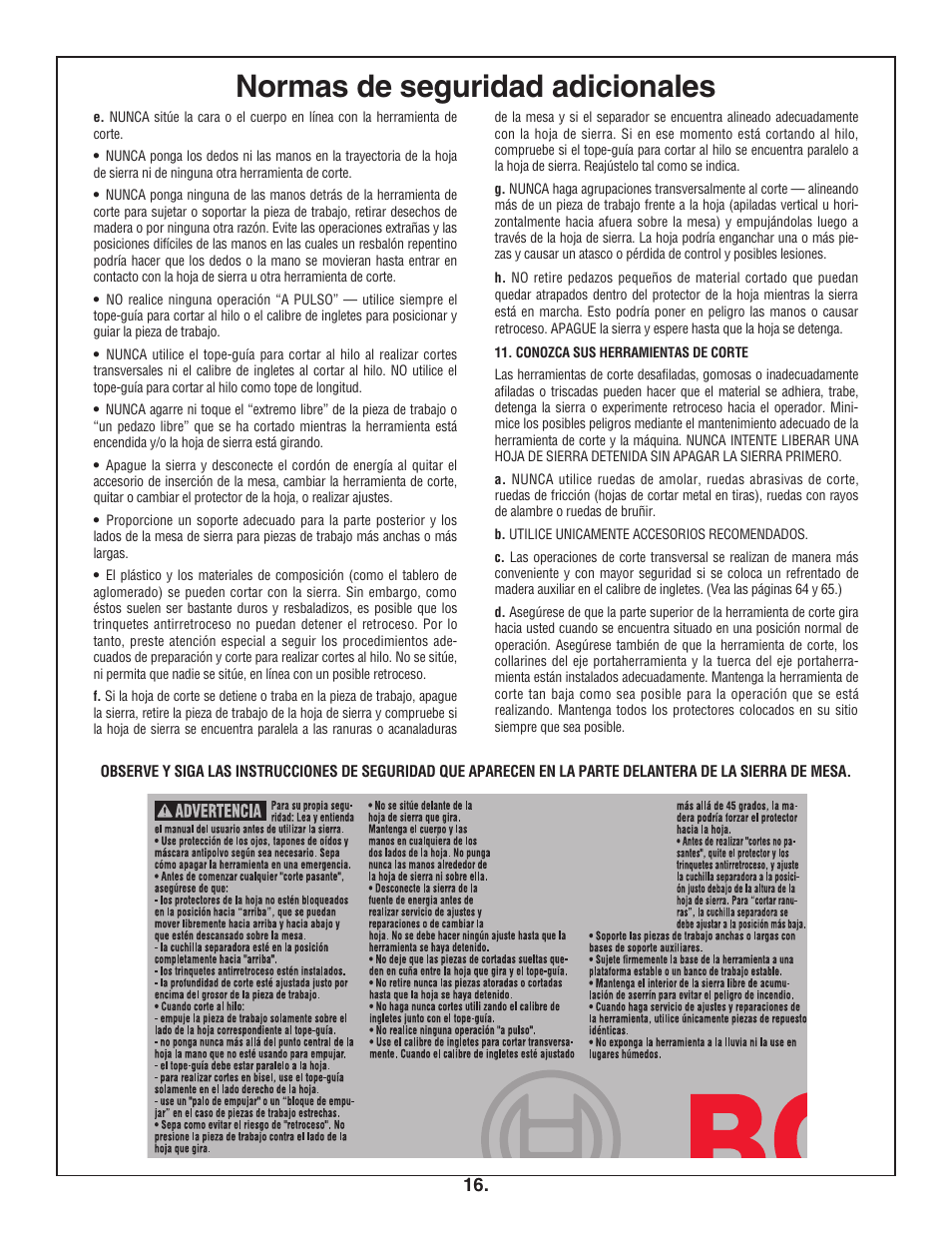 Normas de seguridad adicionales | Bosch 4100DG User Manual | Page 16 / 92