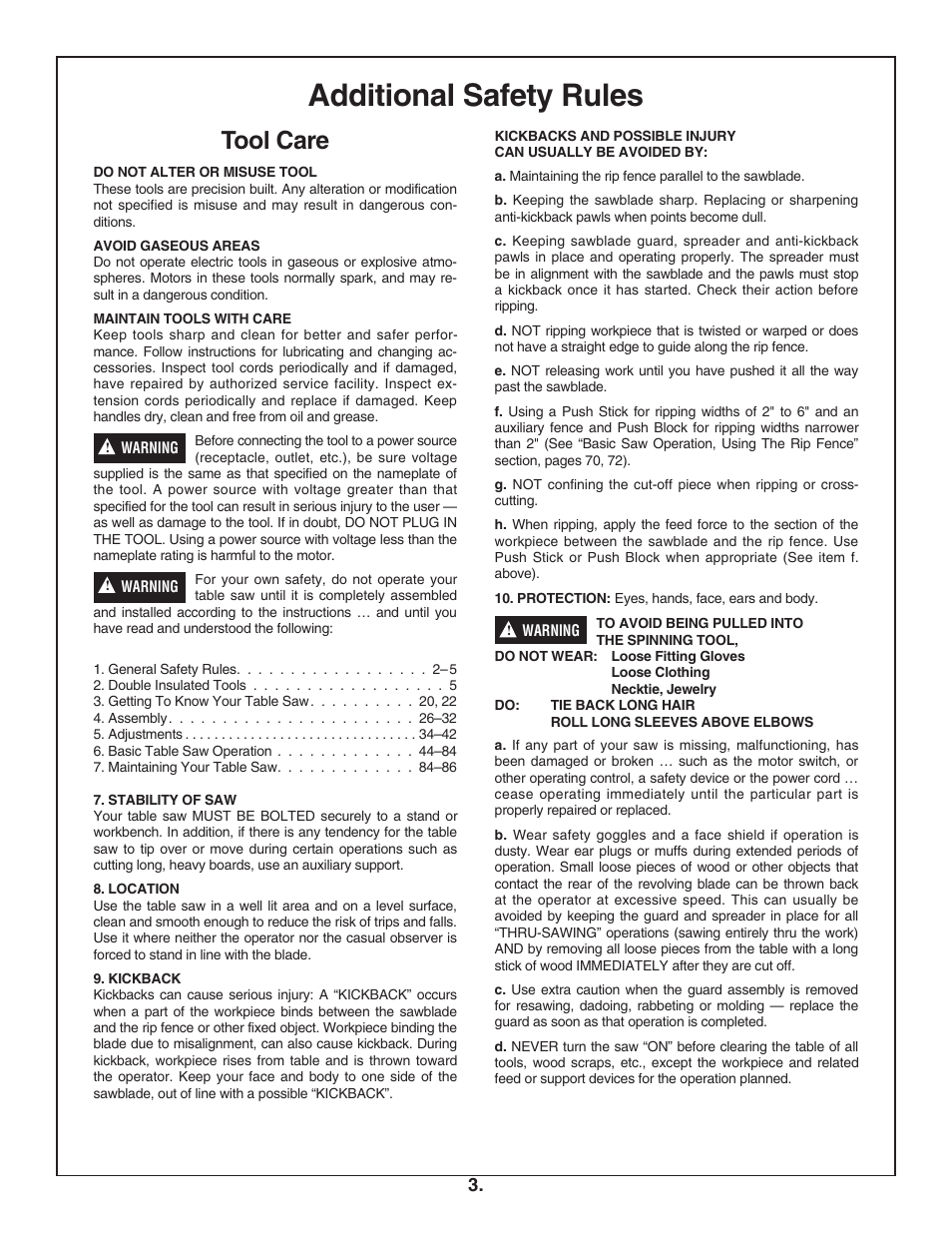 Additional safety rules, Tool care | Bosch 4100DG User Manual | Page 3 / 92