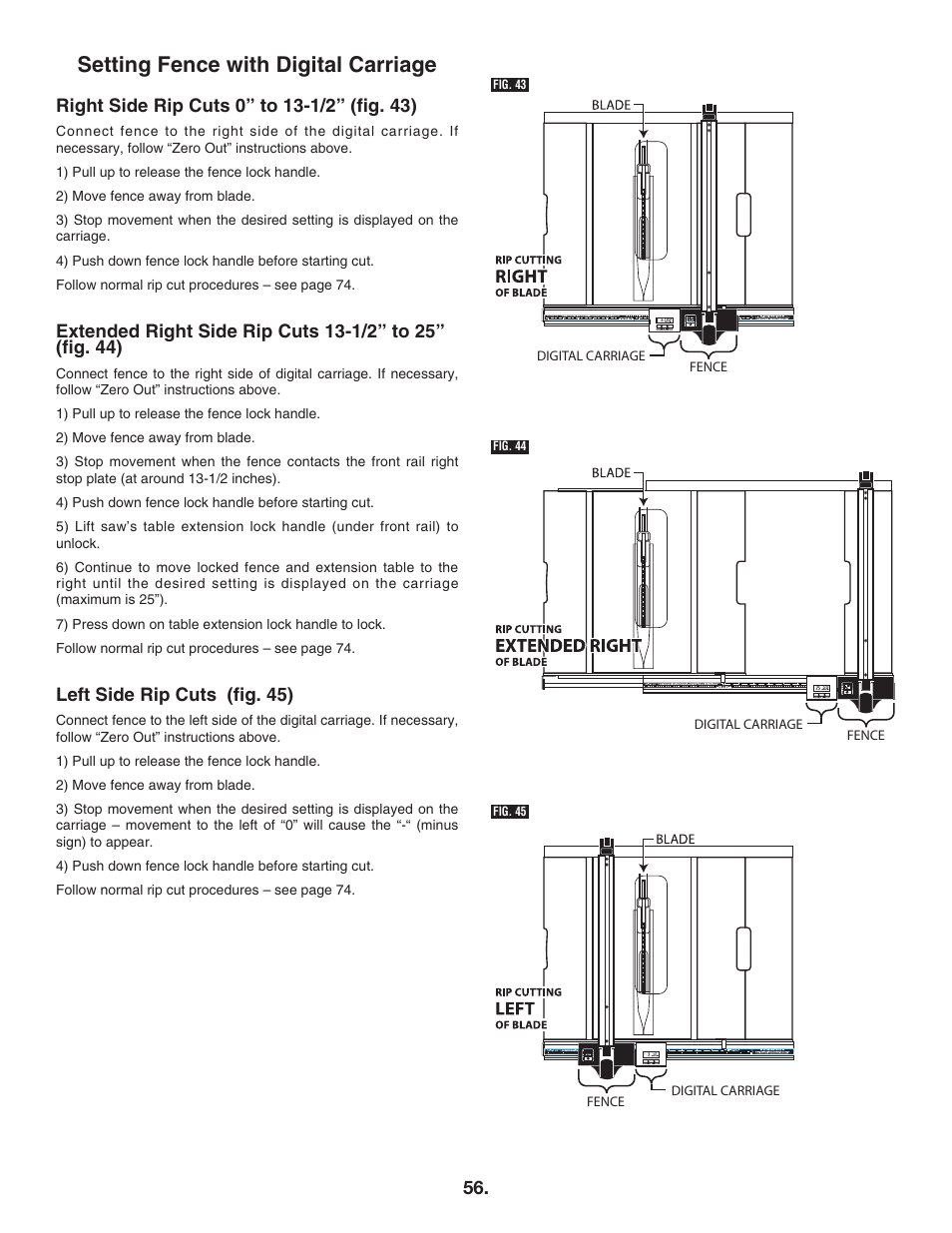 Setting fence with digital carriage | Bosch 4100DG User Manual | Page 56 / 92