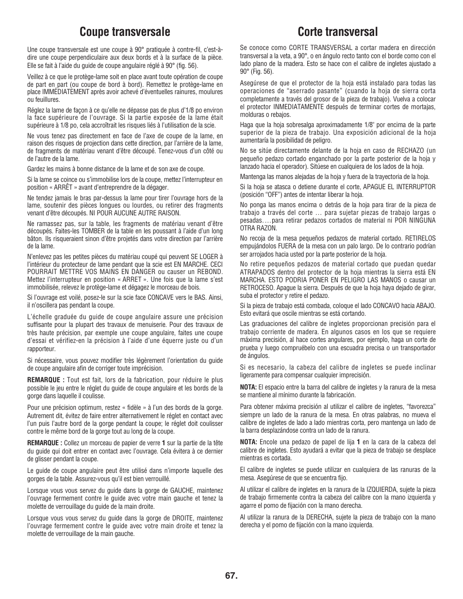 Coupe transversale, Corte transversal | Bosch 4100DG User Manual | Page 67 / 92