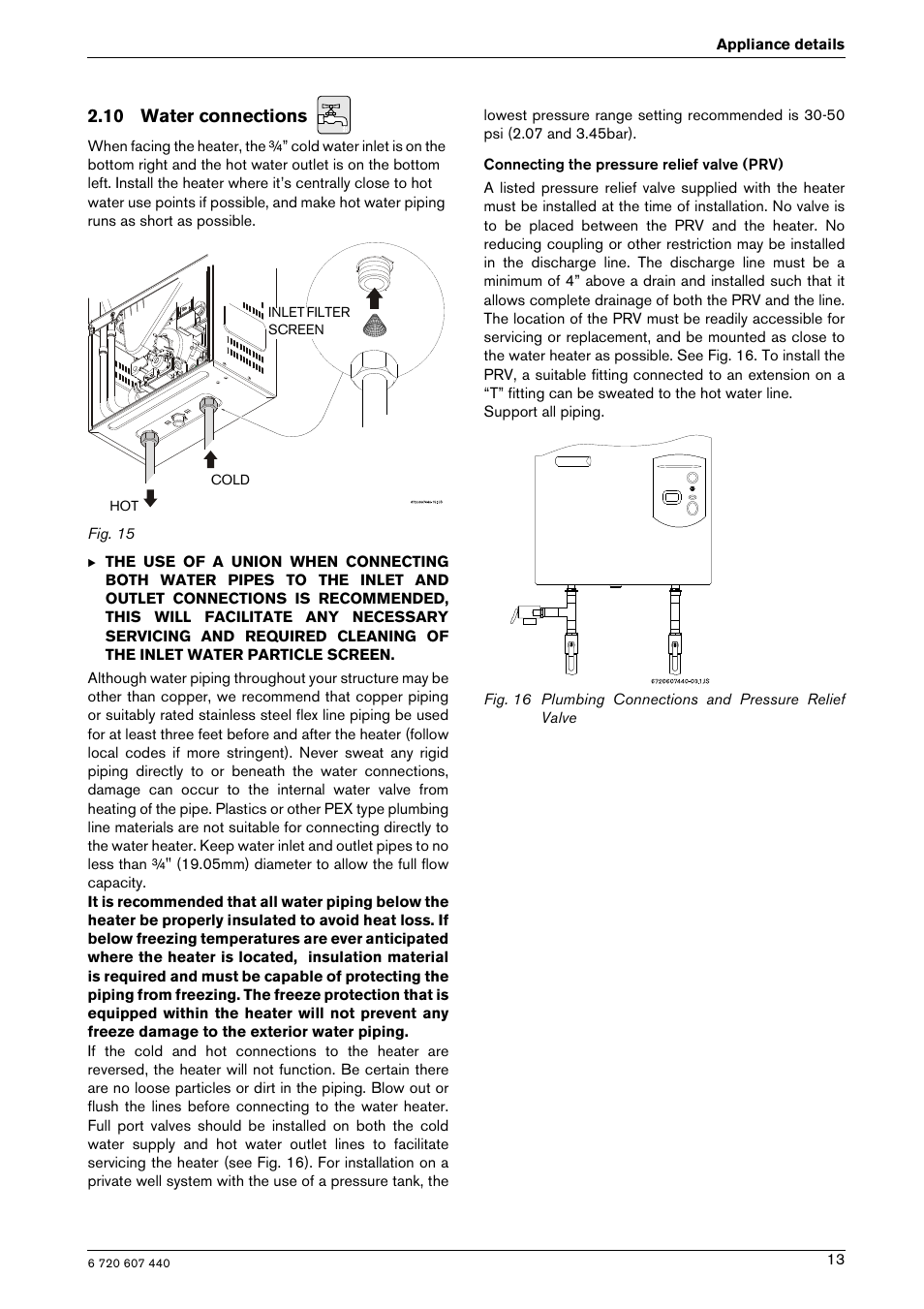 10 water connections | Bosch 250 SXO NG User Manual | Page 13 / 31