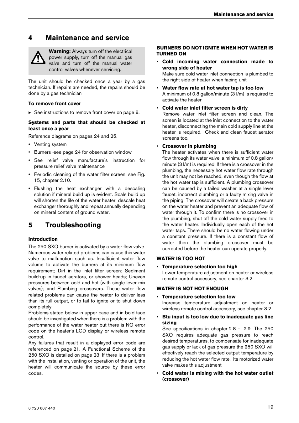 4maintenance and service, 5troubleshooting | Bosch 250 SXO NG User Manual | Page 19 / 31