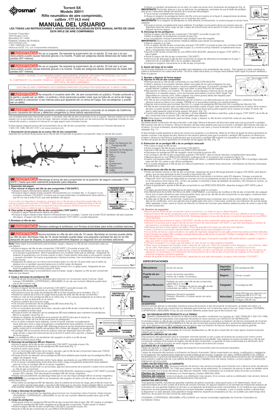 Manual del usuario | Crosman 30011 User Manual | Page 2 / 2