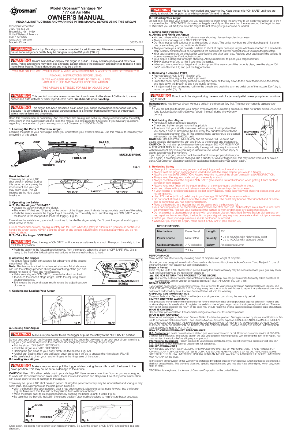 Crosman 30021 User Manual | 2 pages