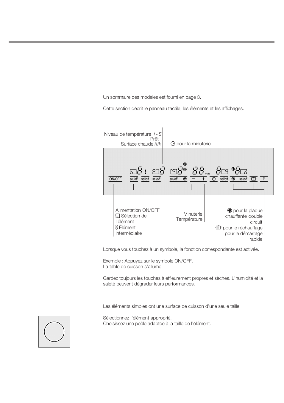 Mise en route, Se familiariser avec votre appareil, Panneau de commande | Les éléments | Bosch NET 75.. User Manual | Page 27 / 64