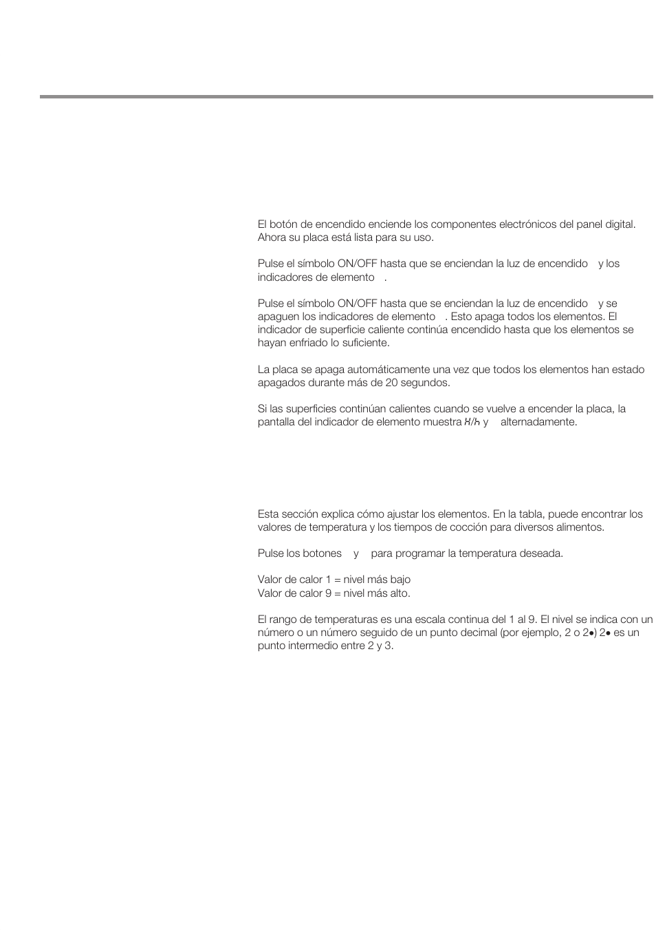 Operación, Botón de encendido, Cocción | Bosch NET 75.. User Manual | Page 50 / 64