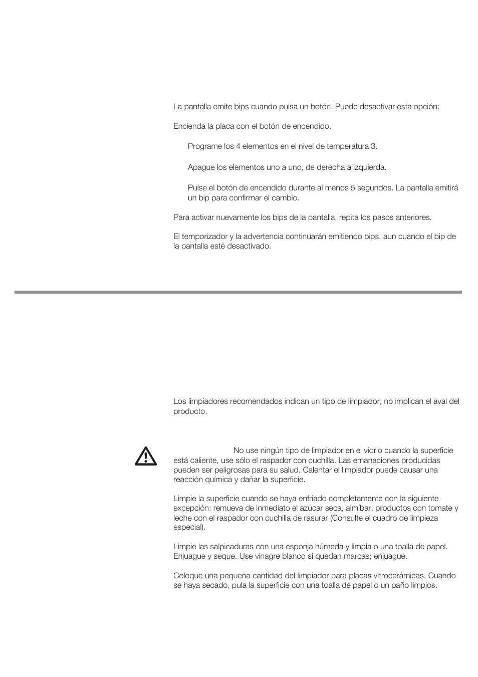 Limpieza y mantenimiento, Para desactivar el bip de la pantalla, Limpieza | Bosch NET 75.. User Manual | Page 57 / 64