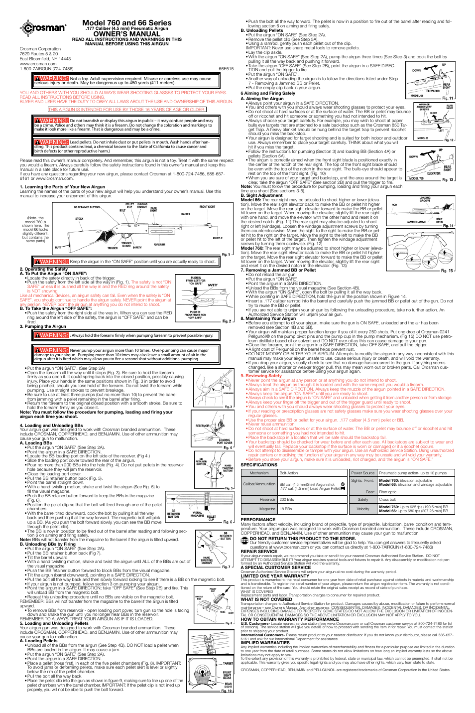 Crosman 66 (2008-Present) User Manual | 2 pages