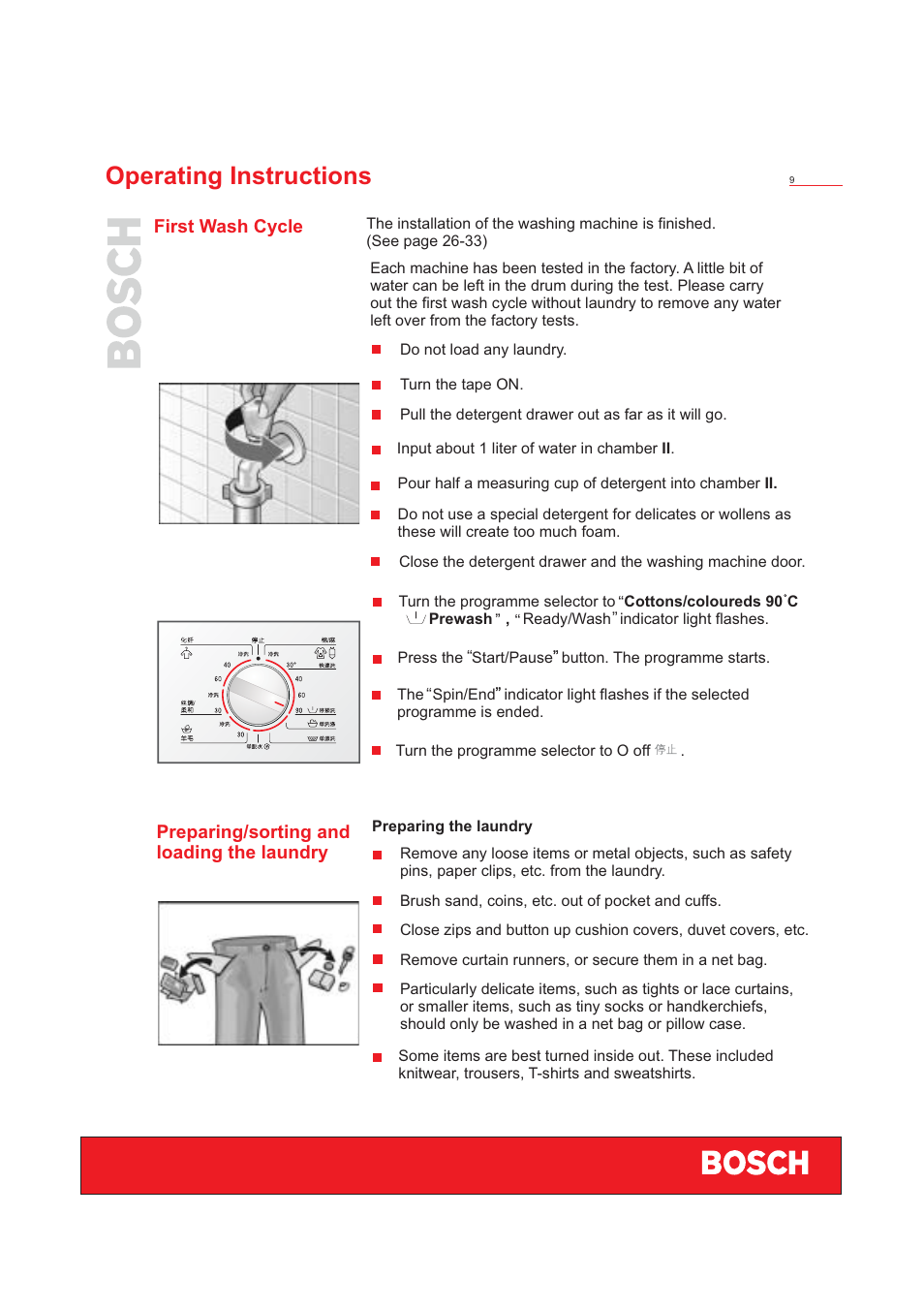 Operating instructions | Bosch WFD50818 User Manual | Page 11 / 40