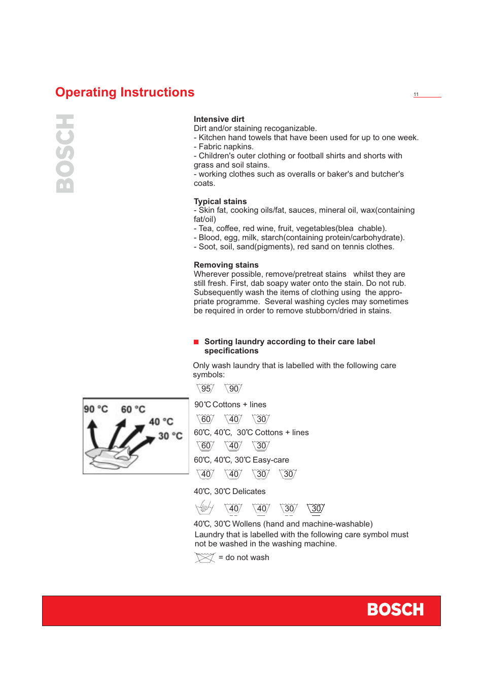 Operating instructions | Bosch WFD50818 User Manual | Page 13 / 40