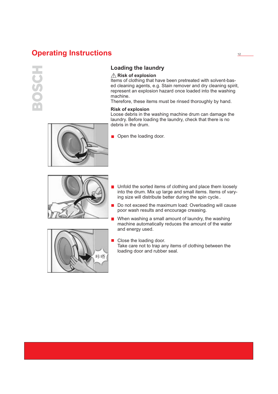 Operating instructions | Bosch WFD50818 User Manual | Page 14 / 40