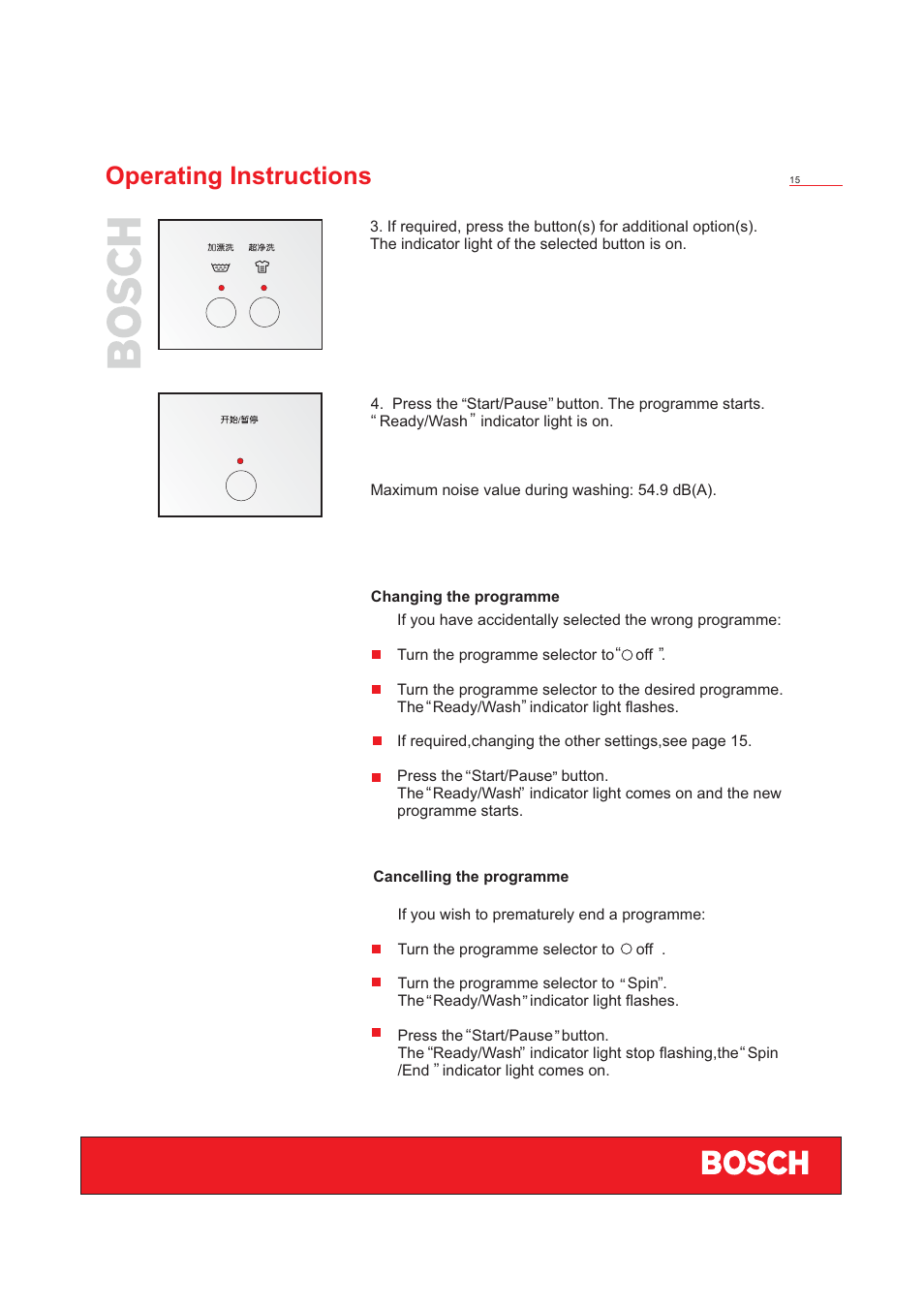 Operating instructions | Bosch WFD50818 User Manual | Page 17 / 40