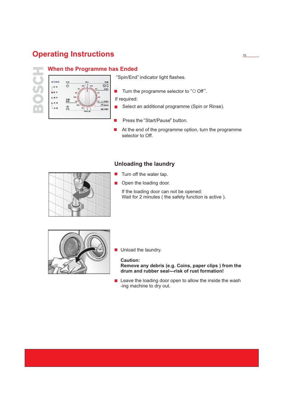 Operating instructions | Bosch WFD50818 User Manual | Page 20 / 40