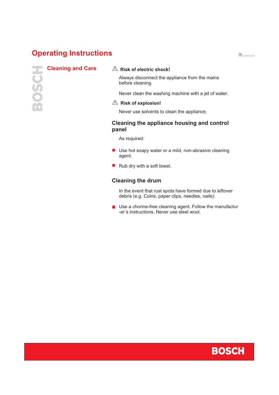 Operating instructions | Bosch WFD50818 User Manual | Page 21 / 40