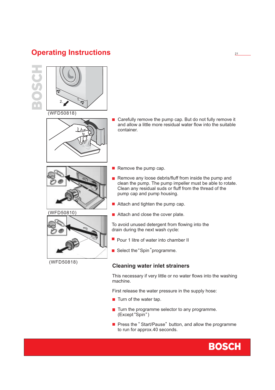 Operating instructions | Bosch WFD50818 User Manual | Page 23 / 40