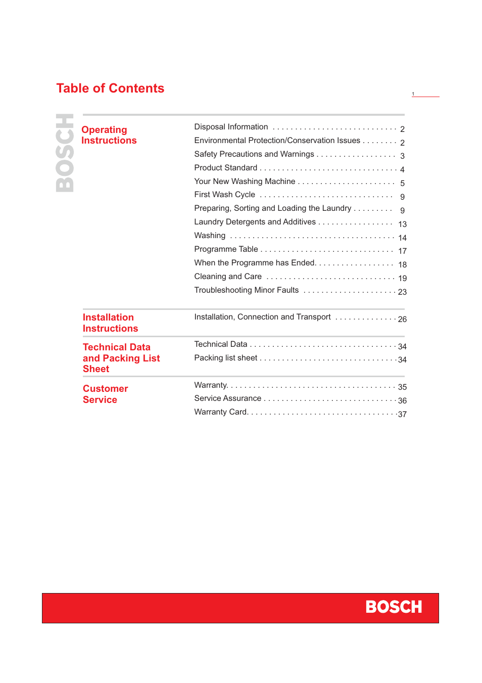 Bosch WFD50818 User Manual | Page 3 / 40