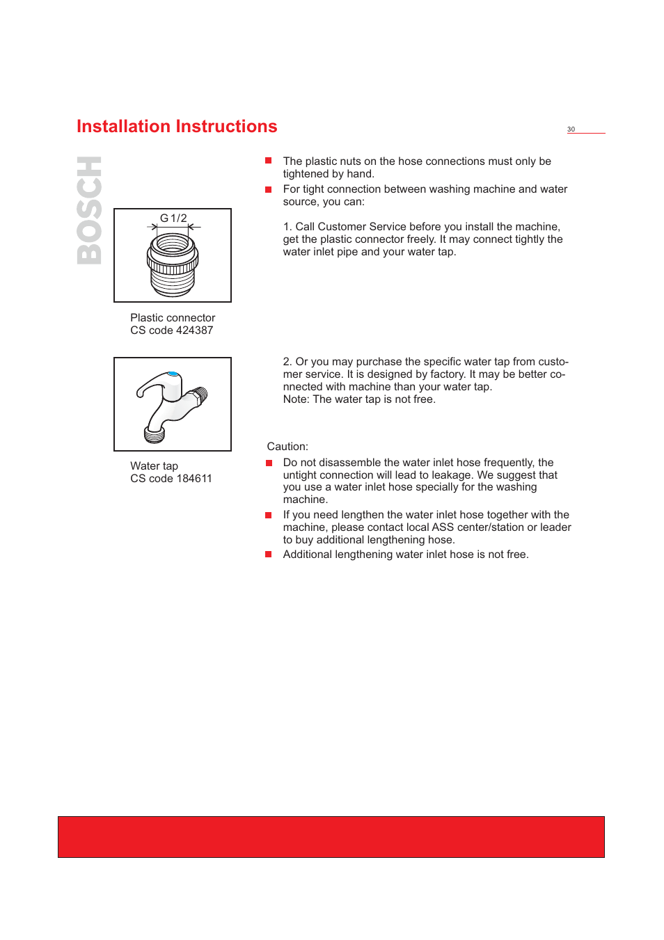 Installation instructions | Bosch WFD50818 User Manual | Page 32 / 40