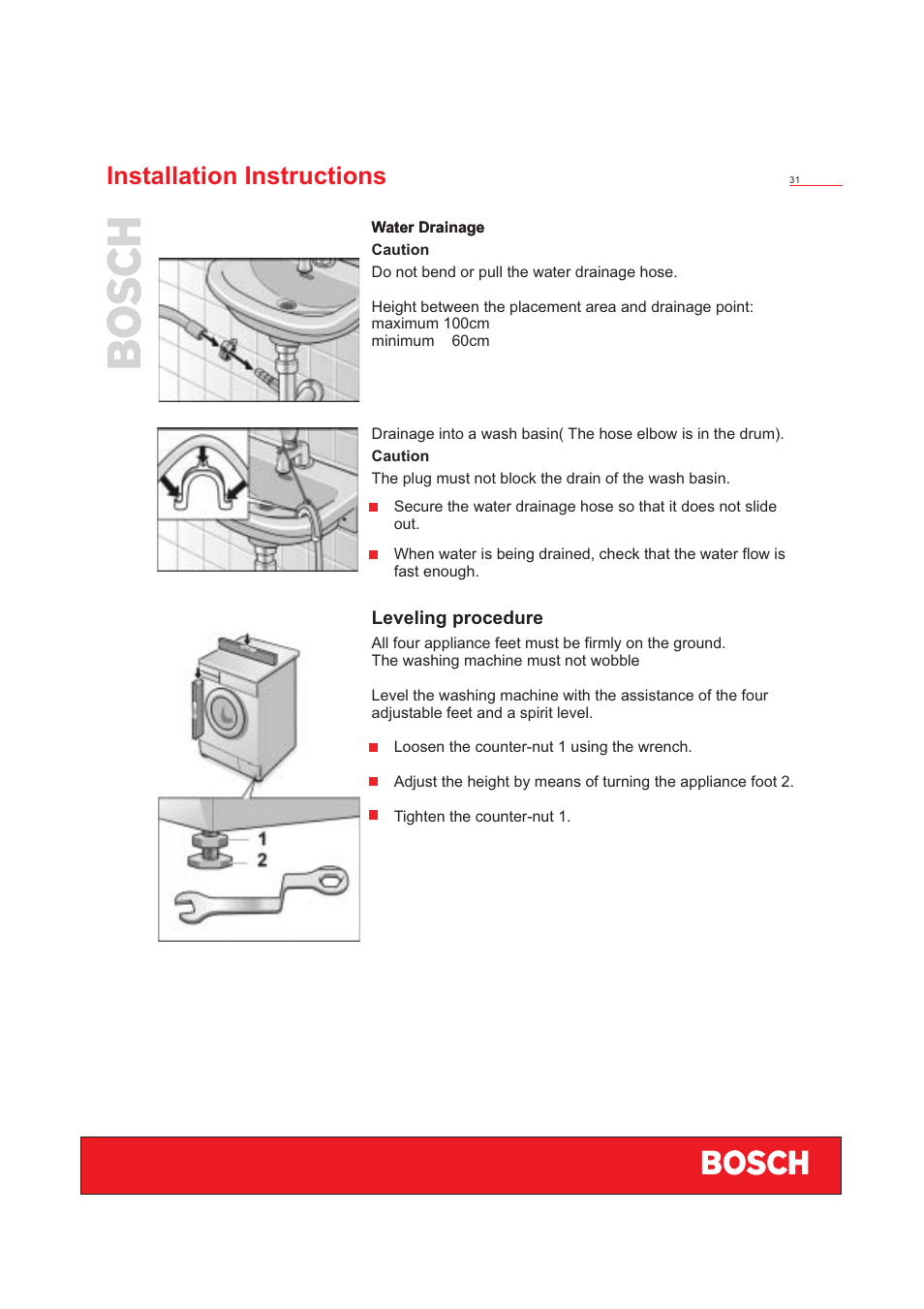 Installation instructions | Bosch WFD50818 User Manual | Page 33 / 40