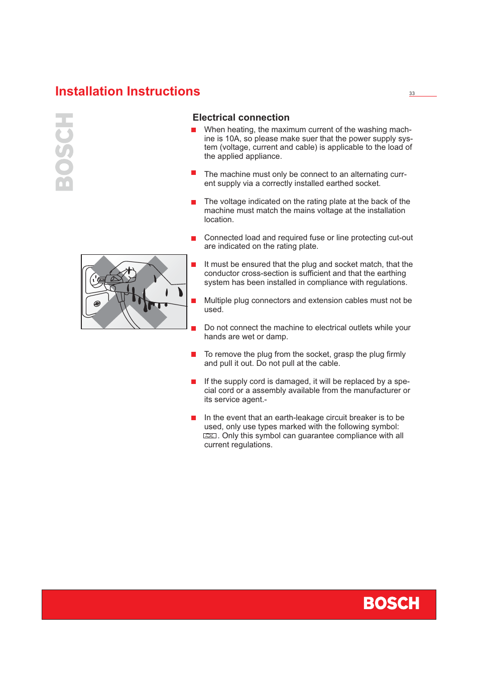 Installation instructions | Bosch WFD50818 User Manual | Page 35 / 40