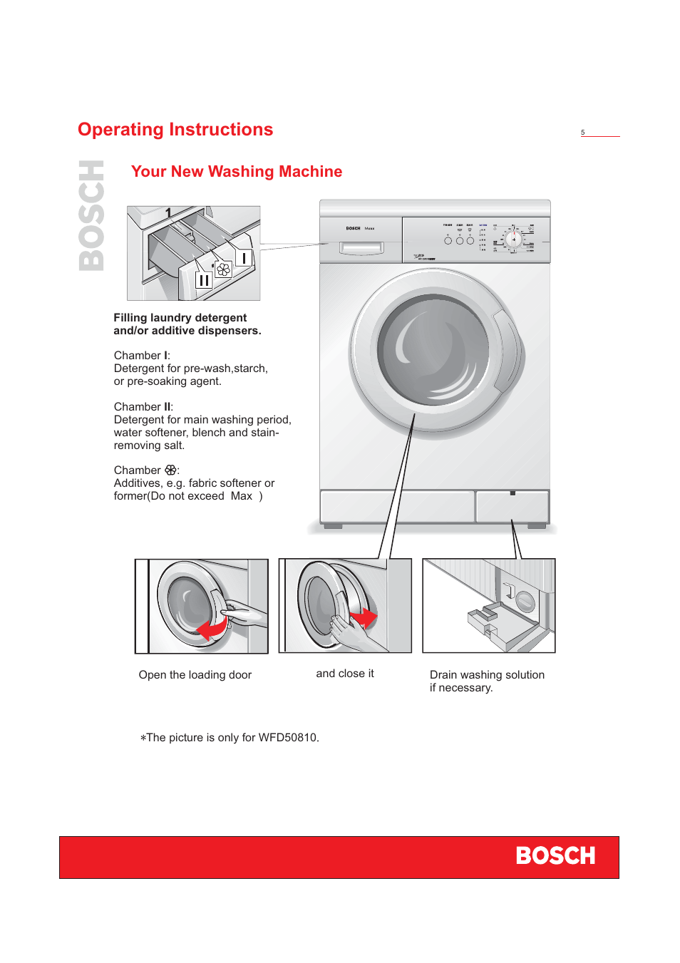 Operating instructions, Your new washing machine | Bosch WFD50818 User Manual | Page 7 / 40