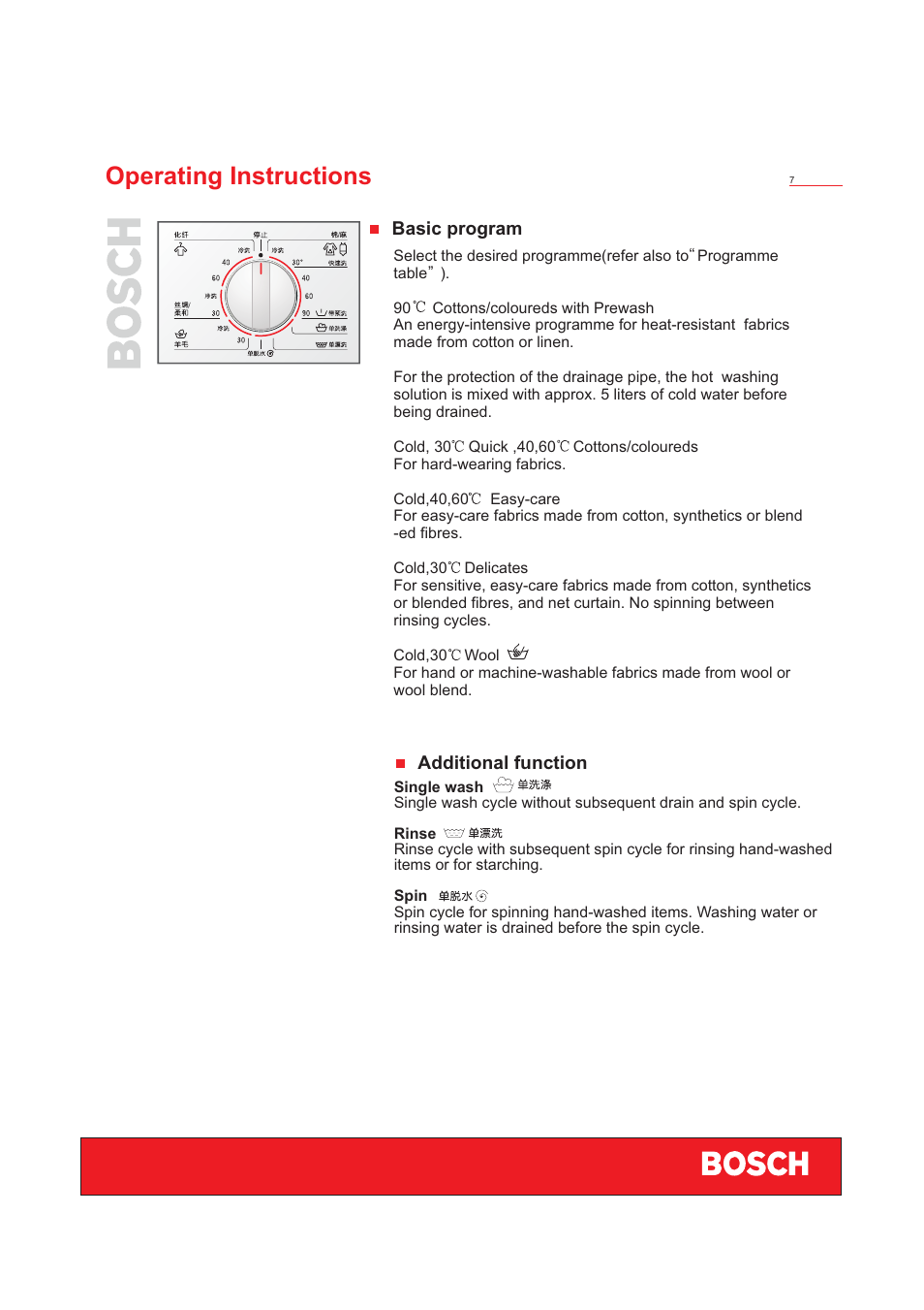 Operating instructions | Bosch WFD50818 User Manual | Page 9 / 40