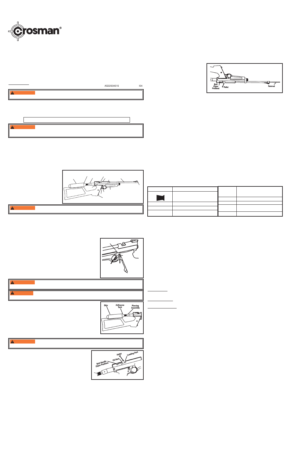 Crosman AS2250XT User Manual | 1 page