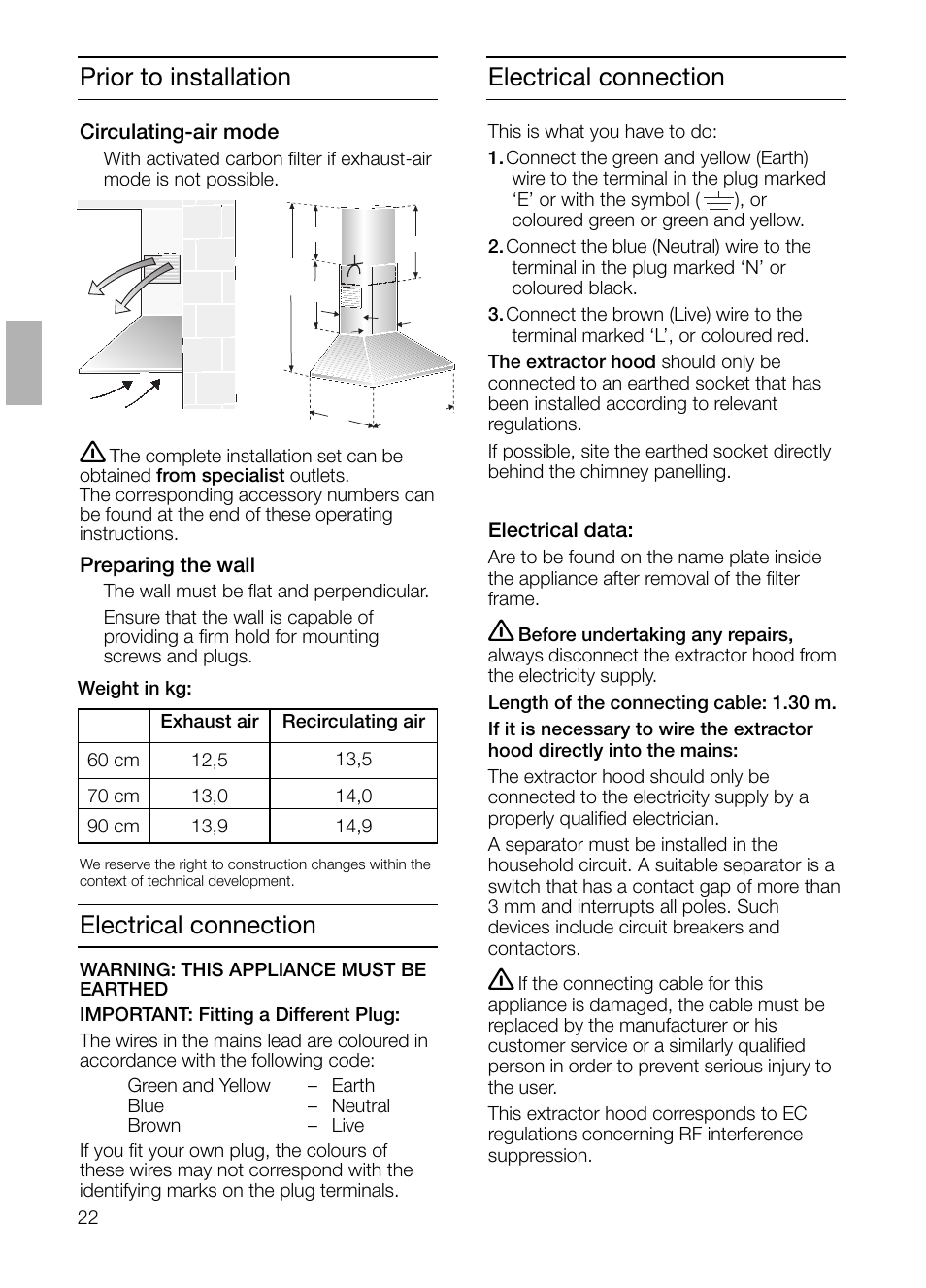 Electrical connection, Prior to installation | Bosch DKE 93 User Manual | Page 11 / 16