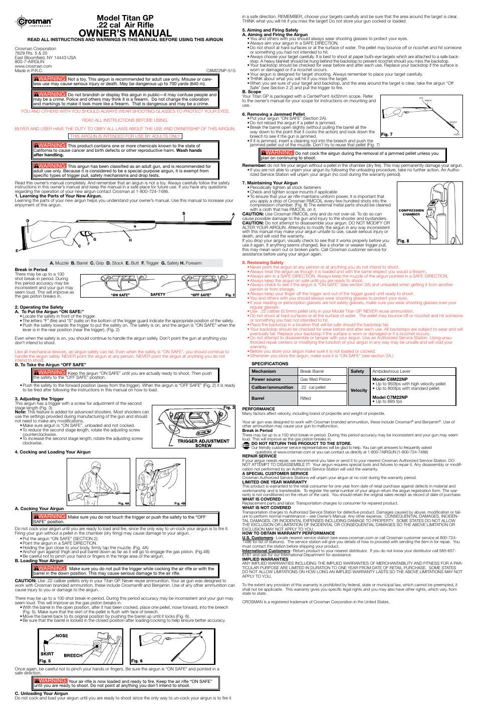 Crosman C8M22NP User Manual | 2 pages